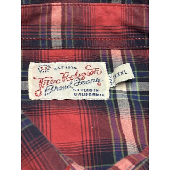 True Religion Shirt Mens 3XL Red Plaid Western Pearl Snap Long Sleeve - Picture 6 of 9